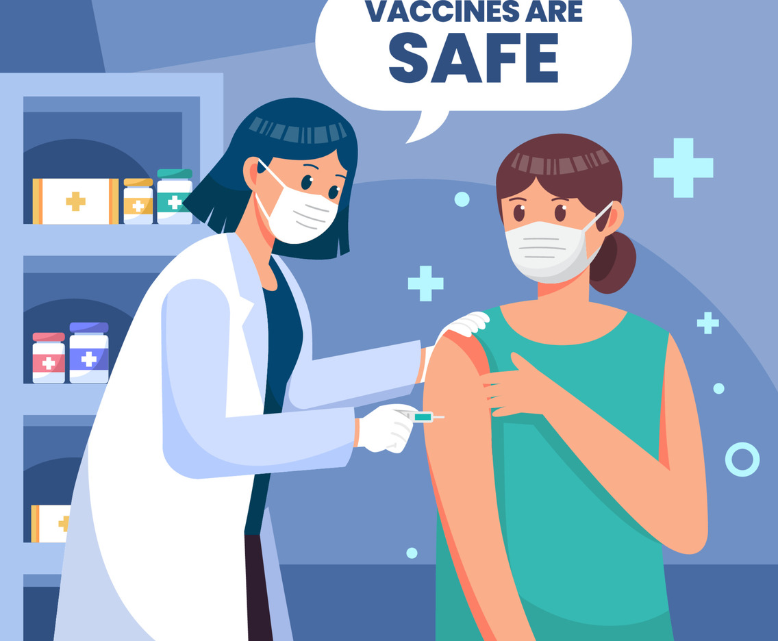 Woman get Vaccinated at Medical Clinic