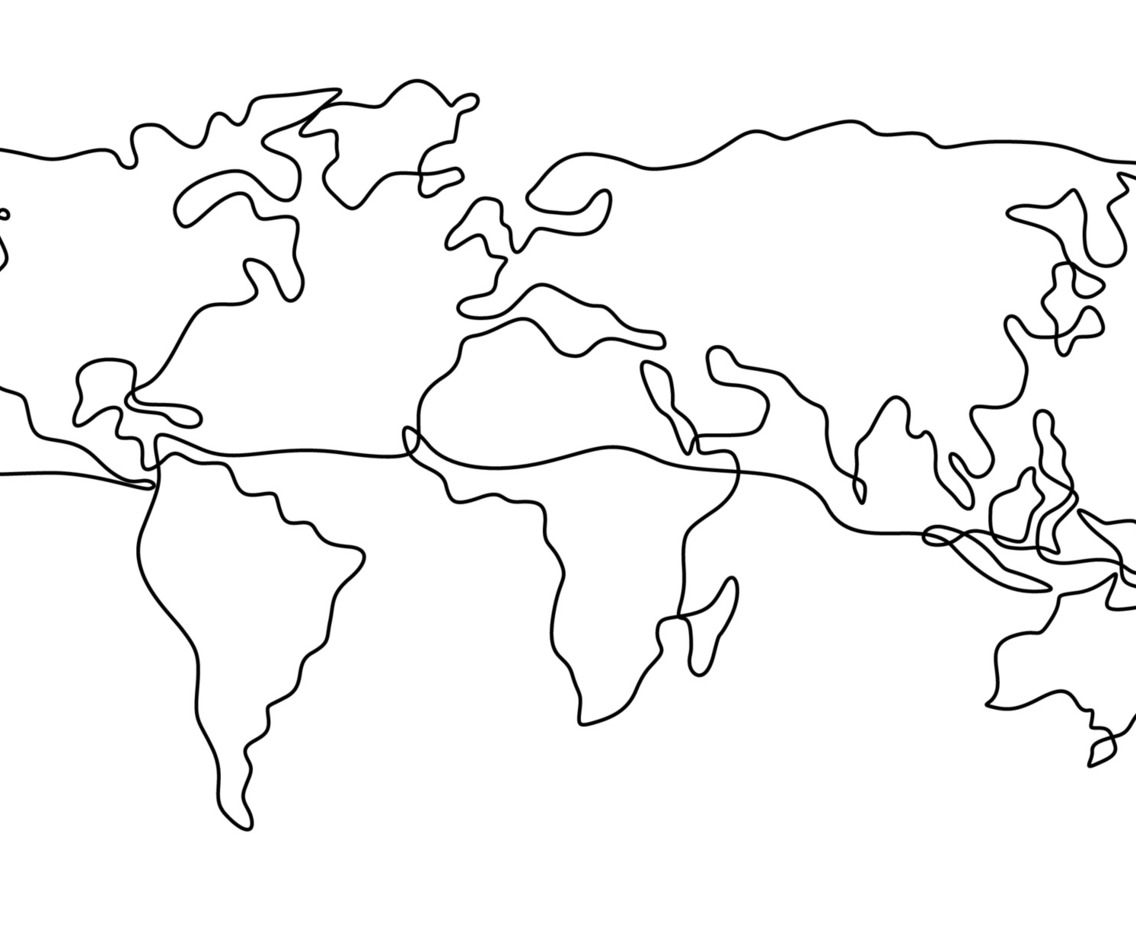 World Map One Stroke Art