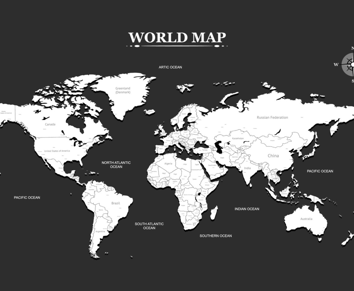 Black and White World Map Concept