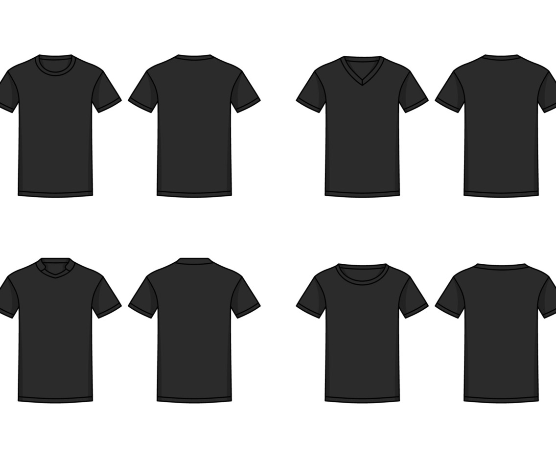 Outline Black T-shirt Template Mock Up