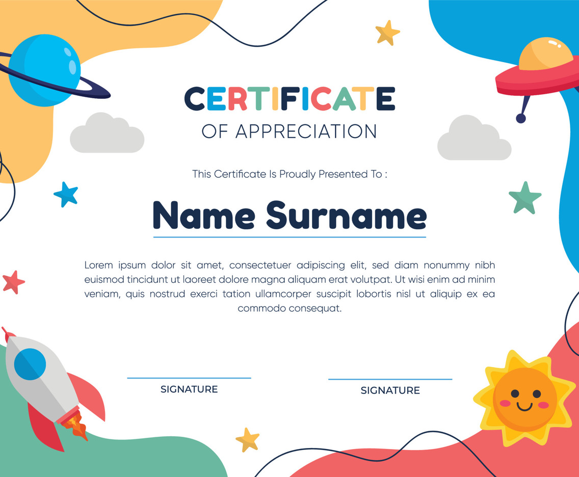 Certificate Appreciation for Student with Fun Colorful Style