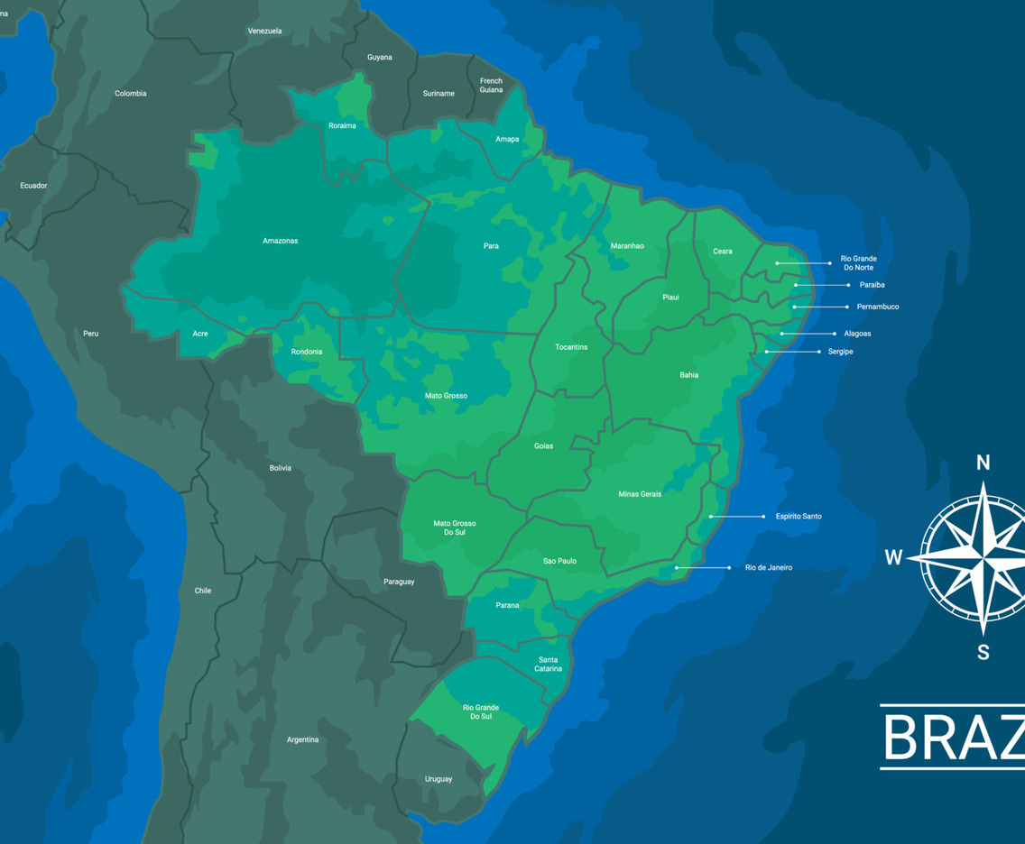 Country Map of Brazil