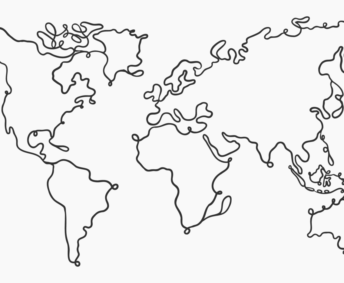 World Map Outline in One Stroke Art