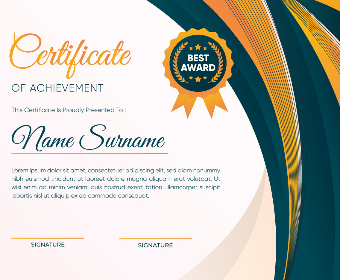 Certificate of Achievement for Education or Professional Company