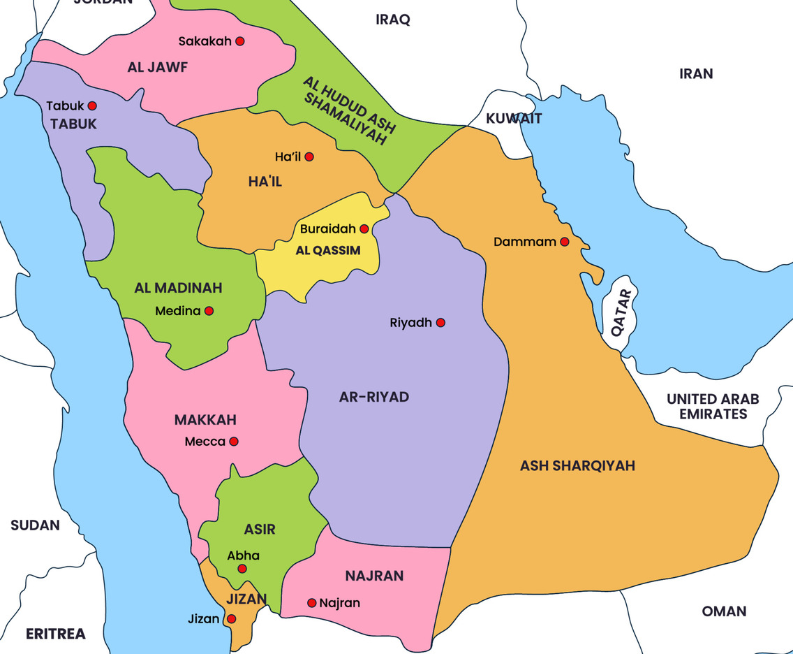 Detailed Saudi Arabia Country Map