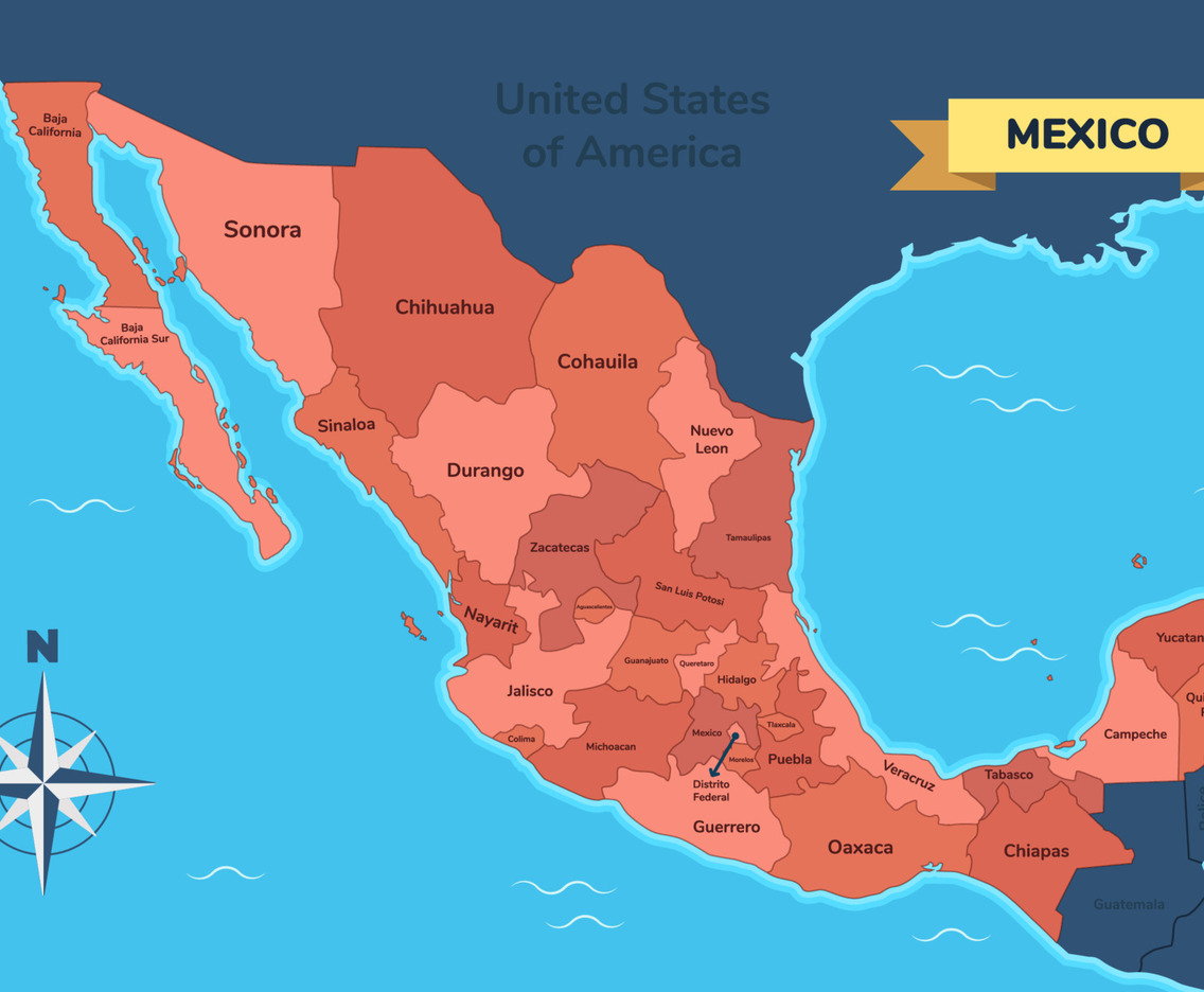 Map of Mexico With City