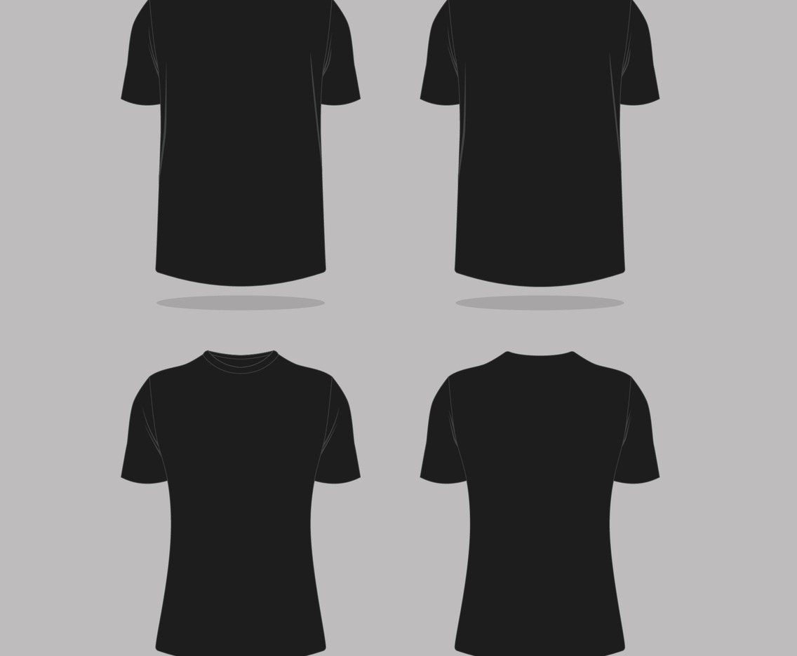 Outline Black T-shirt Front and Back Side Template