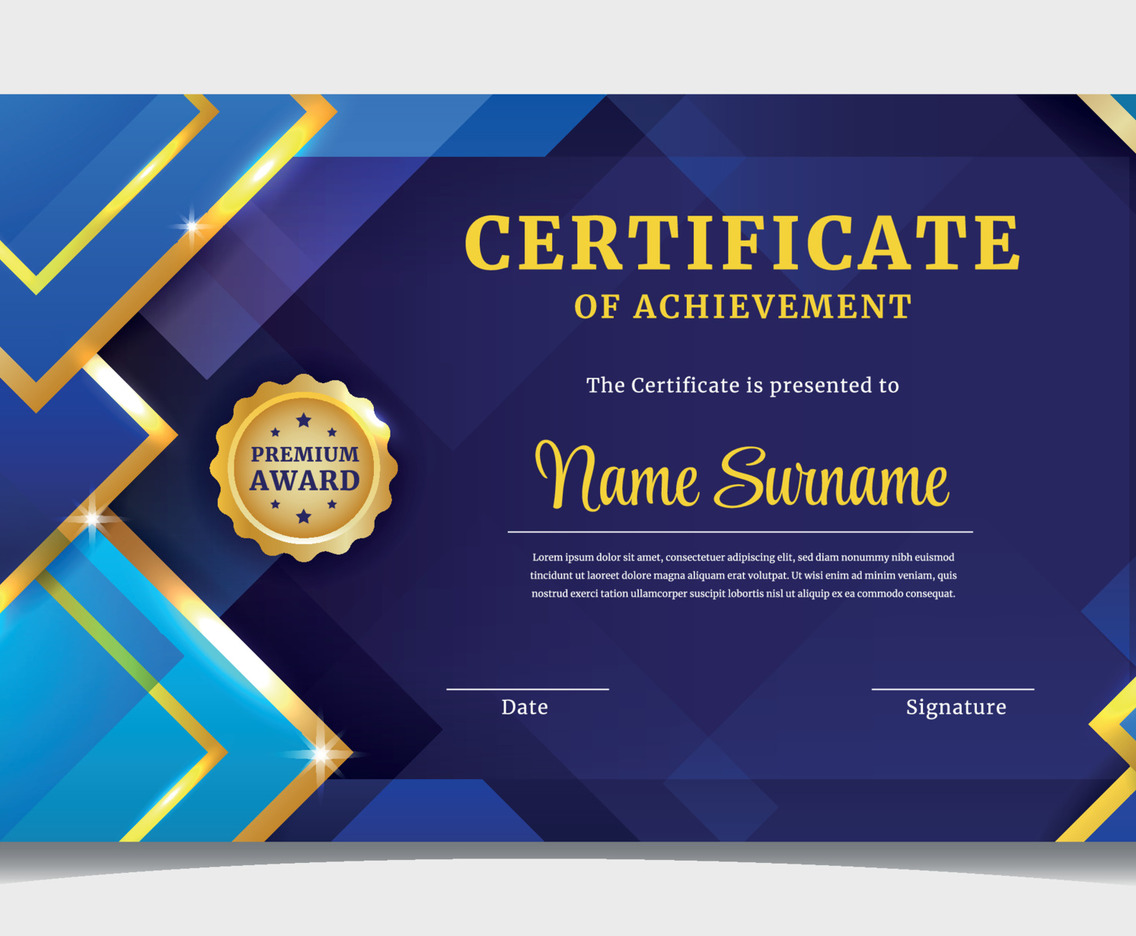 Blue Modern Certificate of Achievement