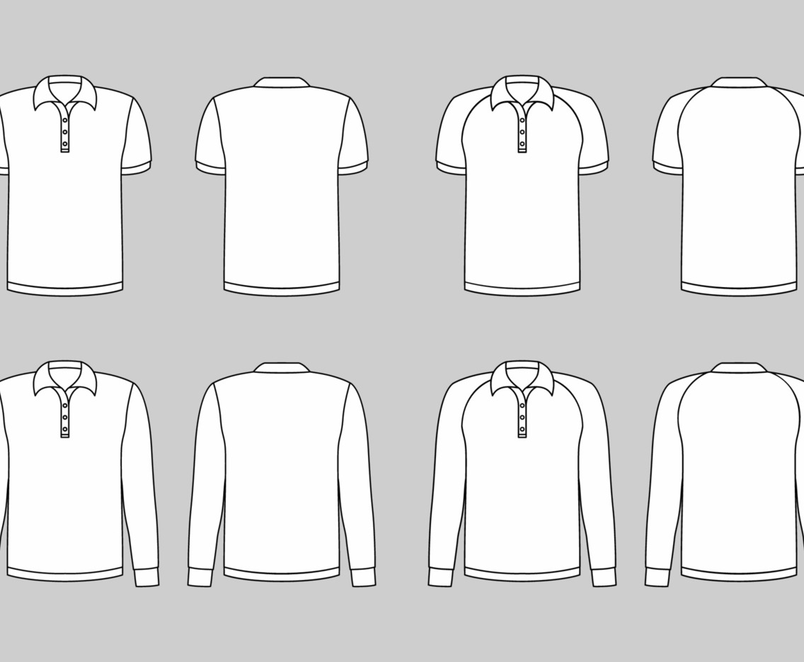 Outline White Polo Template Mock Up