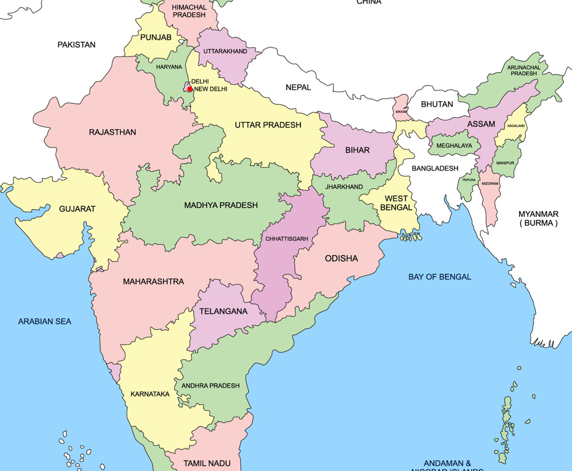 India Map with Surrounding Border