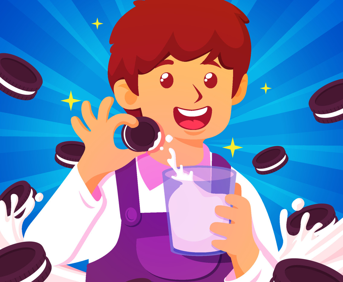 Boy with Chocolate Biscuit Concept
