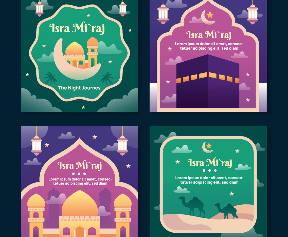 Isra Miraj Greeting Social Media Template