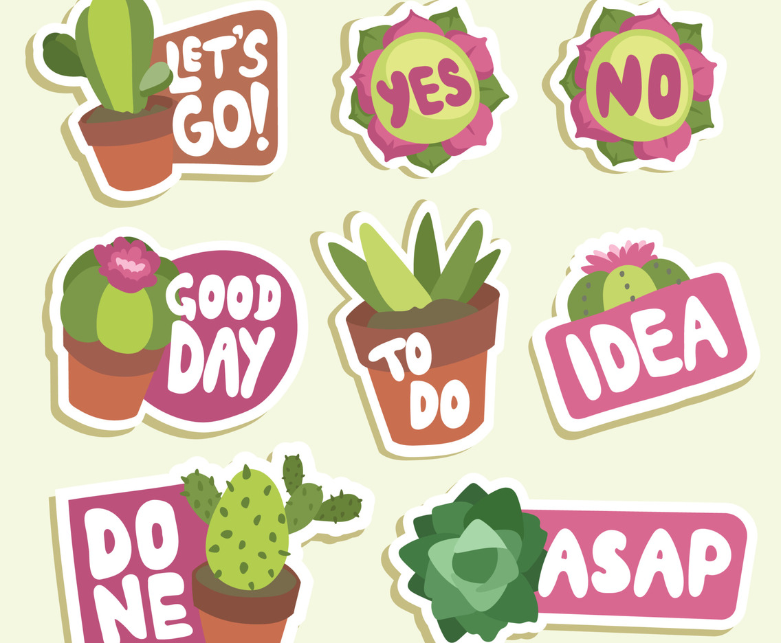 Cactus Succulents Journal Stickers