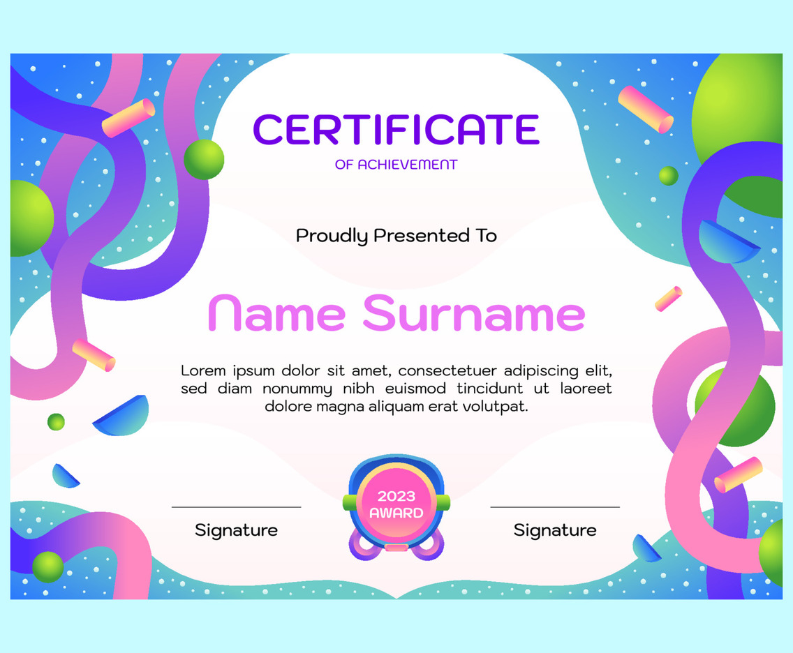 Fun Colored Certificate Design