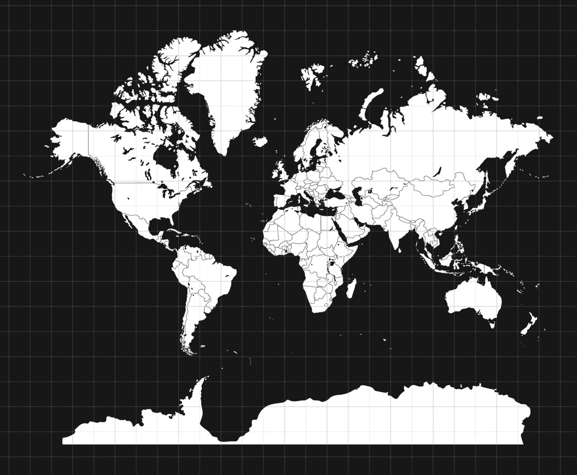 Black and White World Map