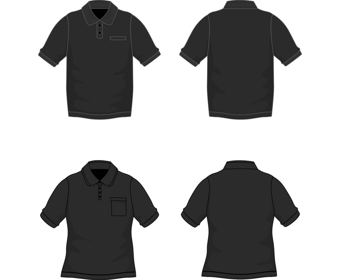 Outline Polo Black Template Mock Up