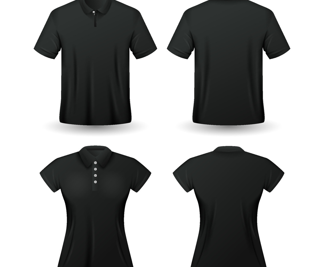 T Shirt 3D Polo Black Template Mock Up