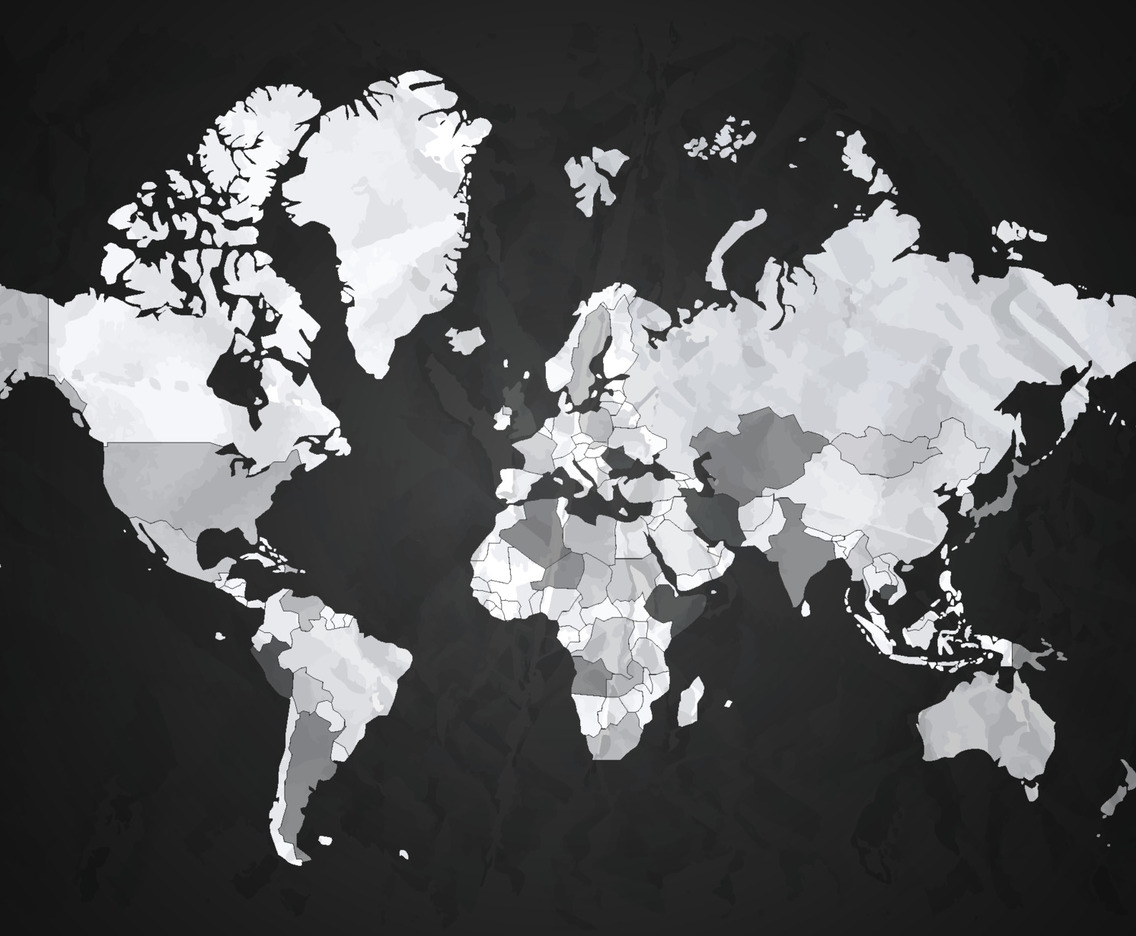 Black and White World Map