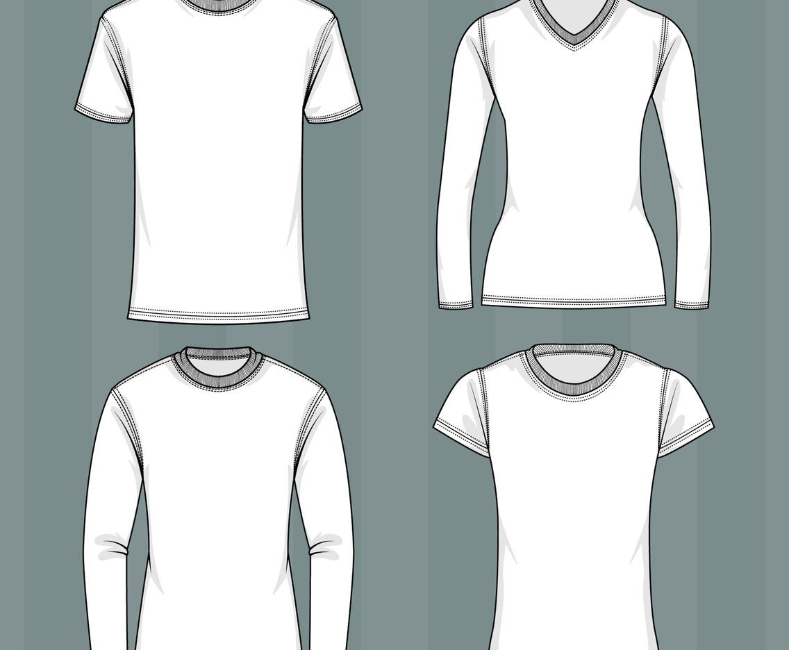 White T-Shirt Mockup with Outlines Style