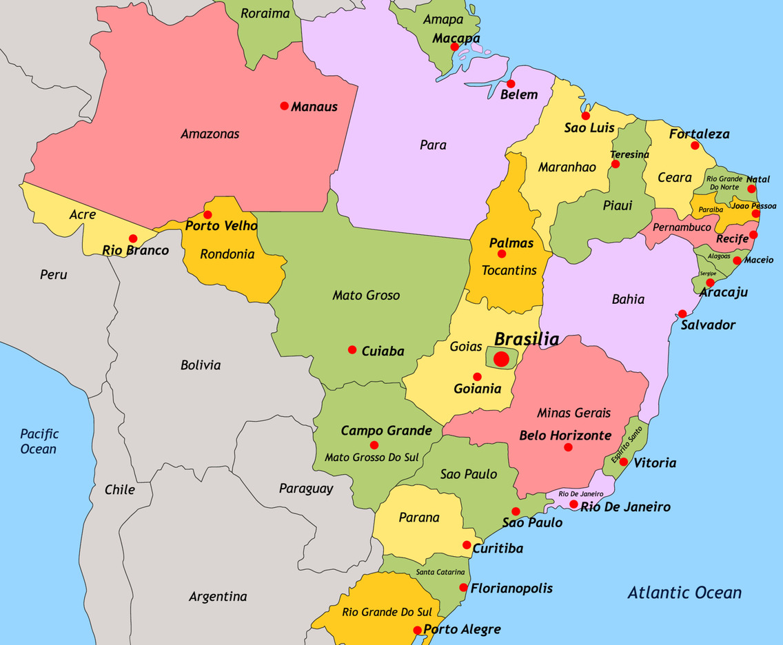 Brazil Map With Surrounding Border