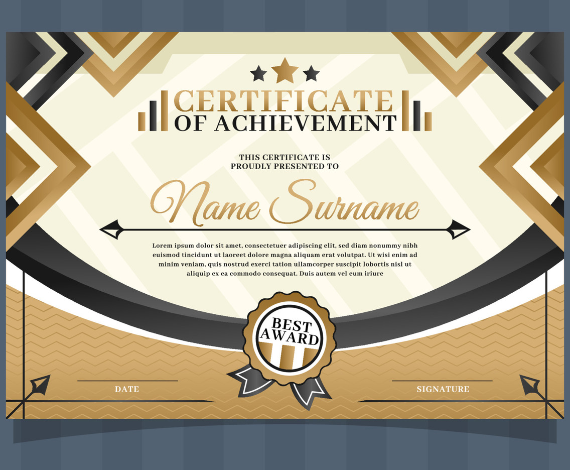 Certificate Education with Brown and Black Color