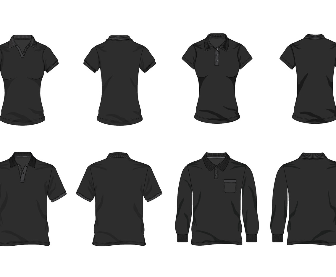 Black Outline Polo Shirt Template