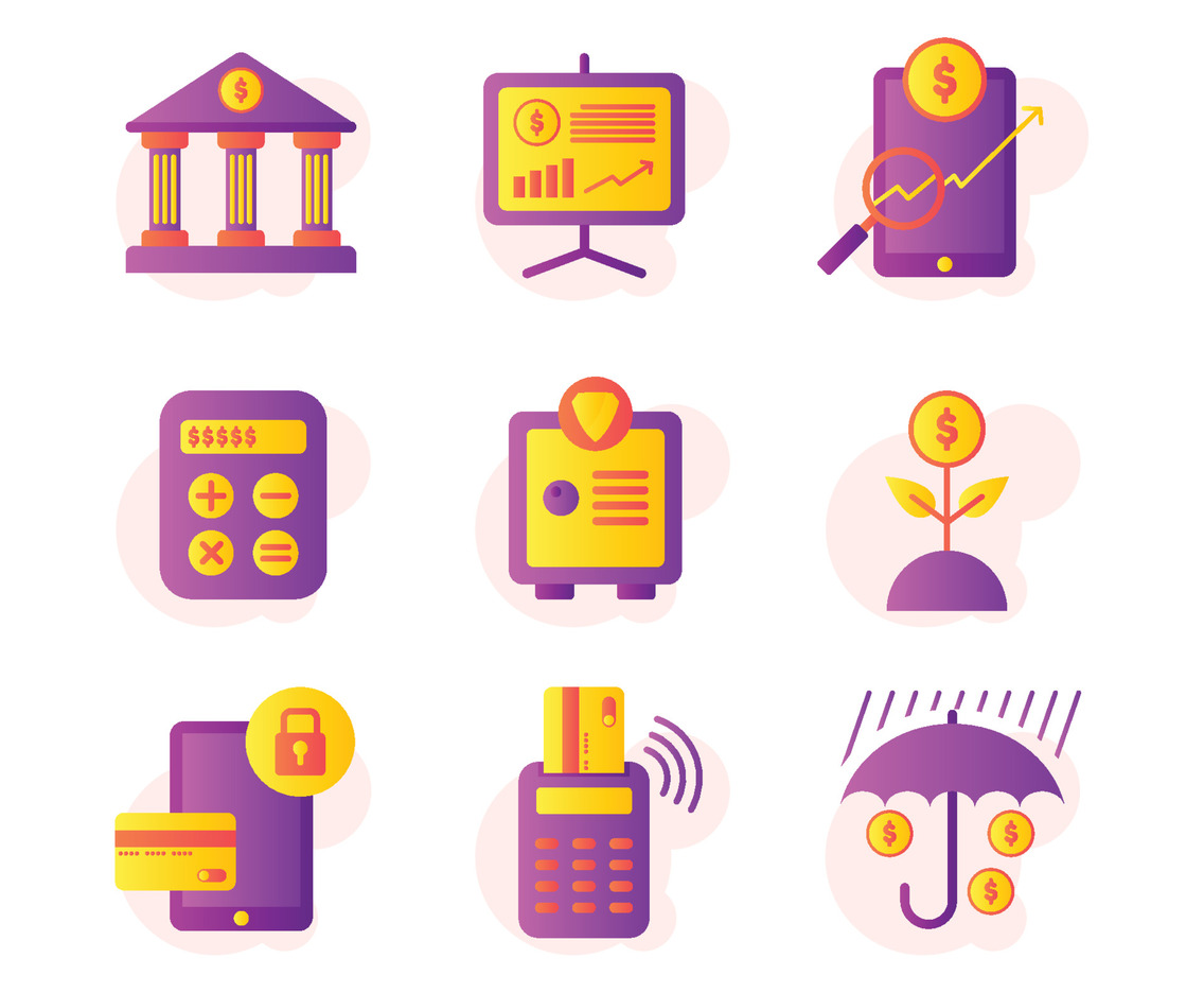 Set Of Bank Application Icons