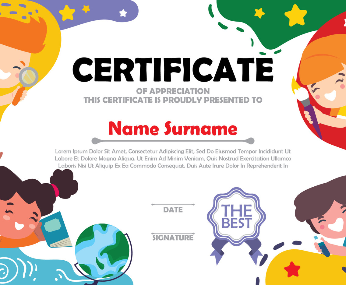Template of Education Certificate for Children