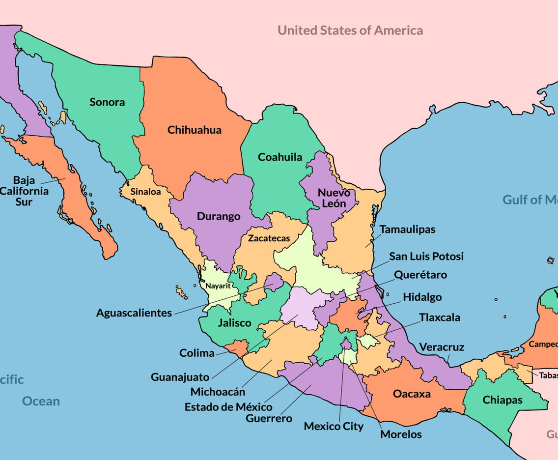 Mexico Map With Border