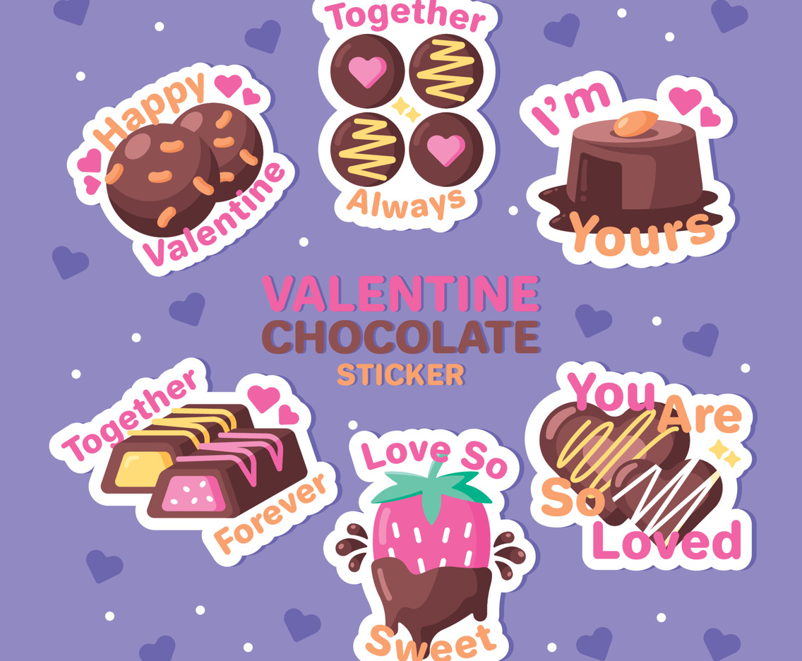 Valentine Chocolate Sticker Set