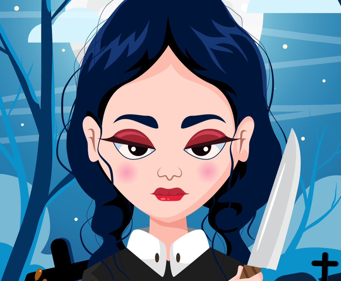 Scary Girl Holding Knife Concept