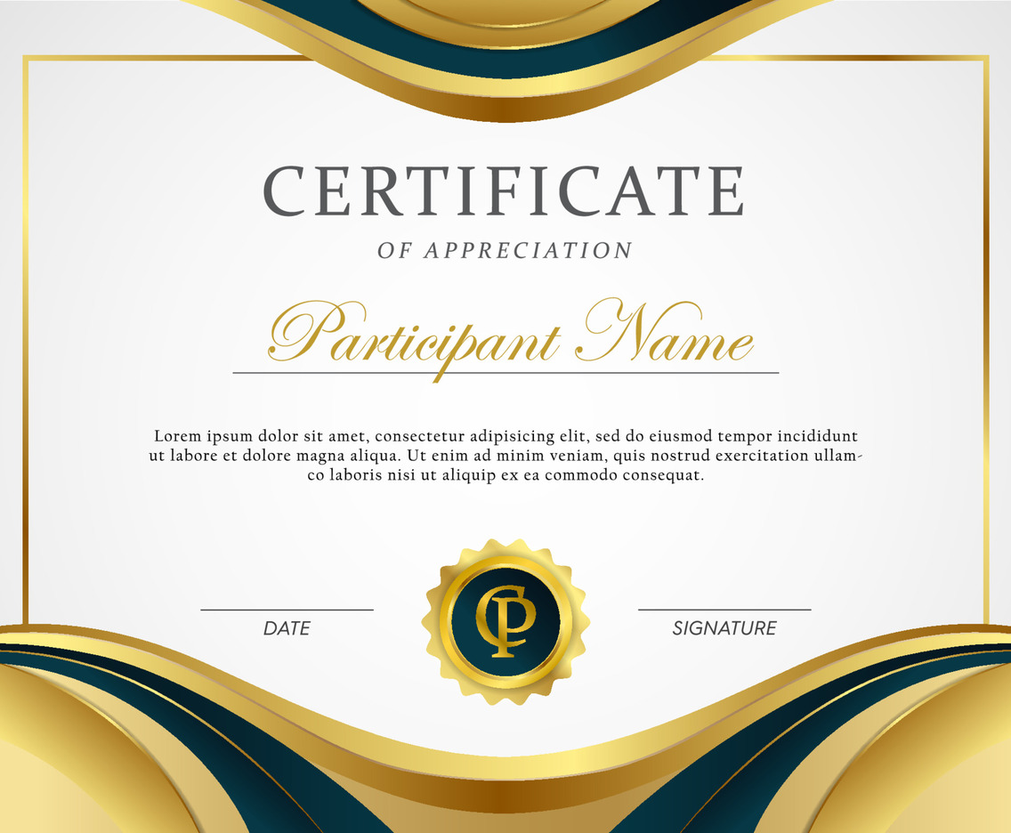 Professional Certificate of Appreciation for Diploma or Course or Best Award