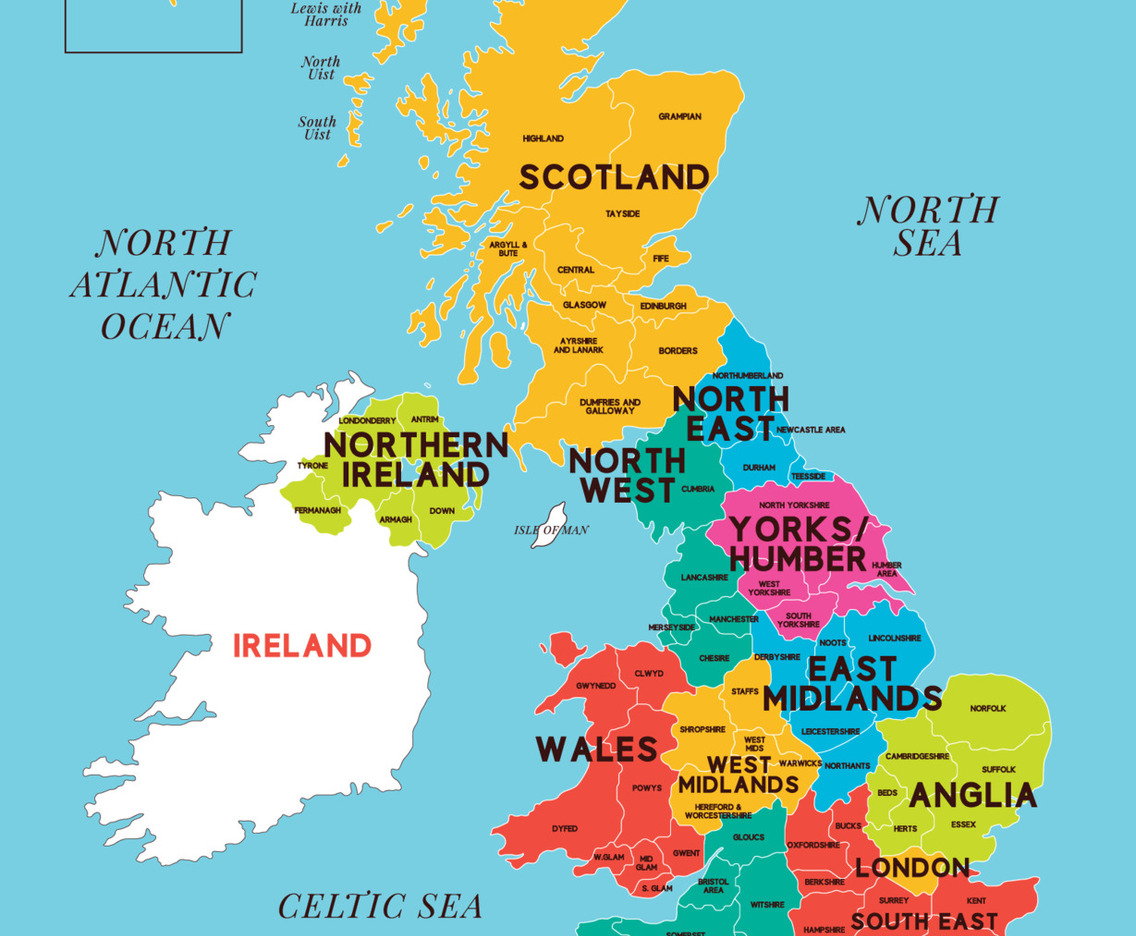 United Kingdom Country Map Template
