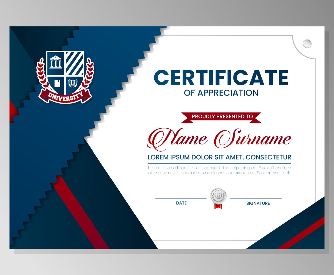 College University Certificate of Appreciation Education Template