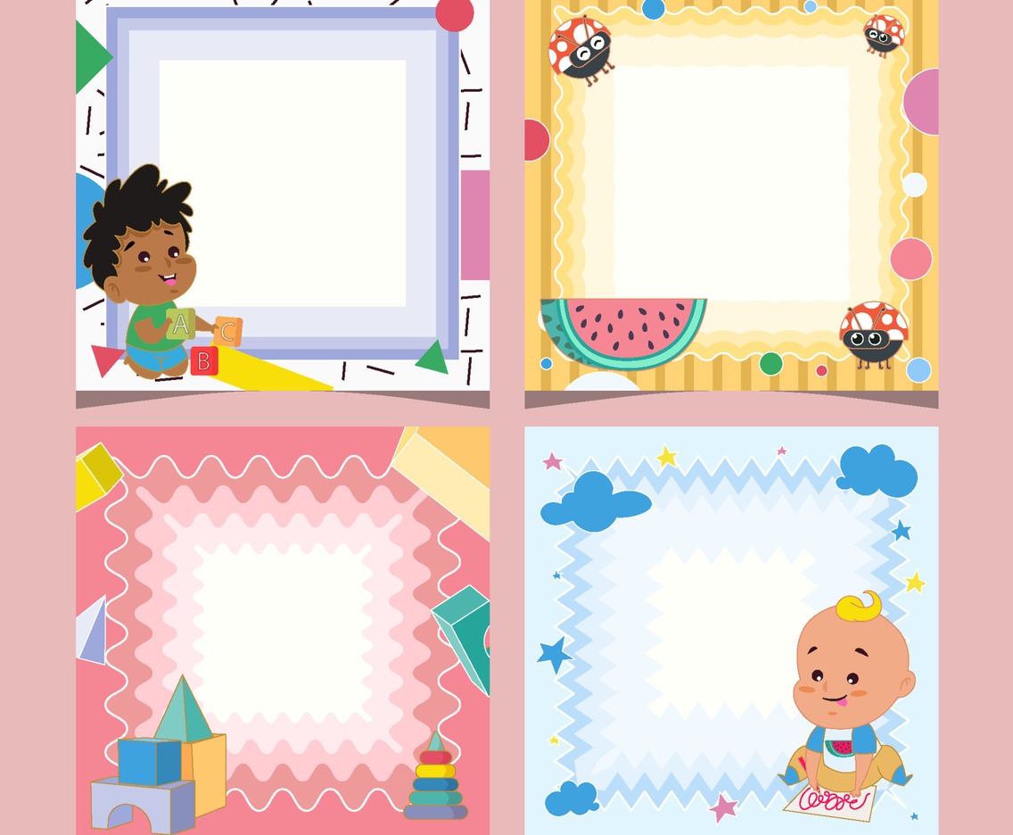 Colorful Social Media Post Templates with Baby's Playing