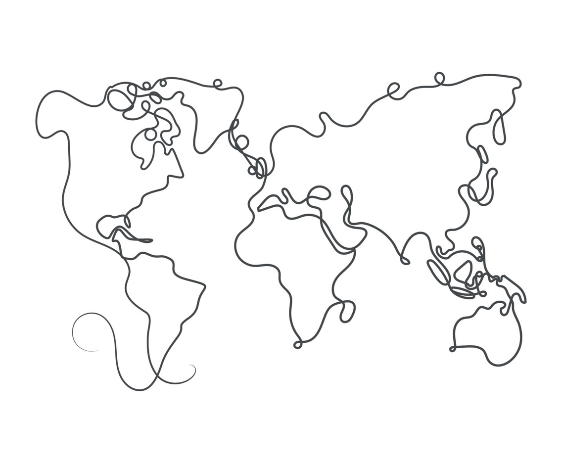 World Map with One Outline Style
