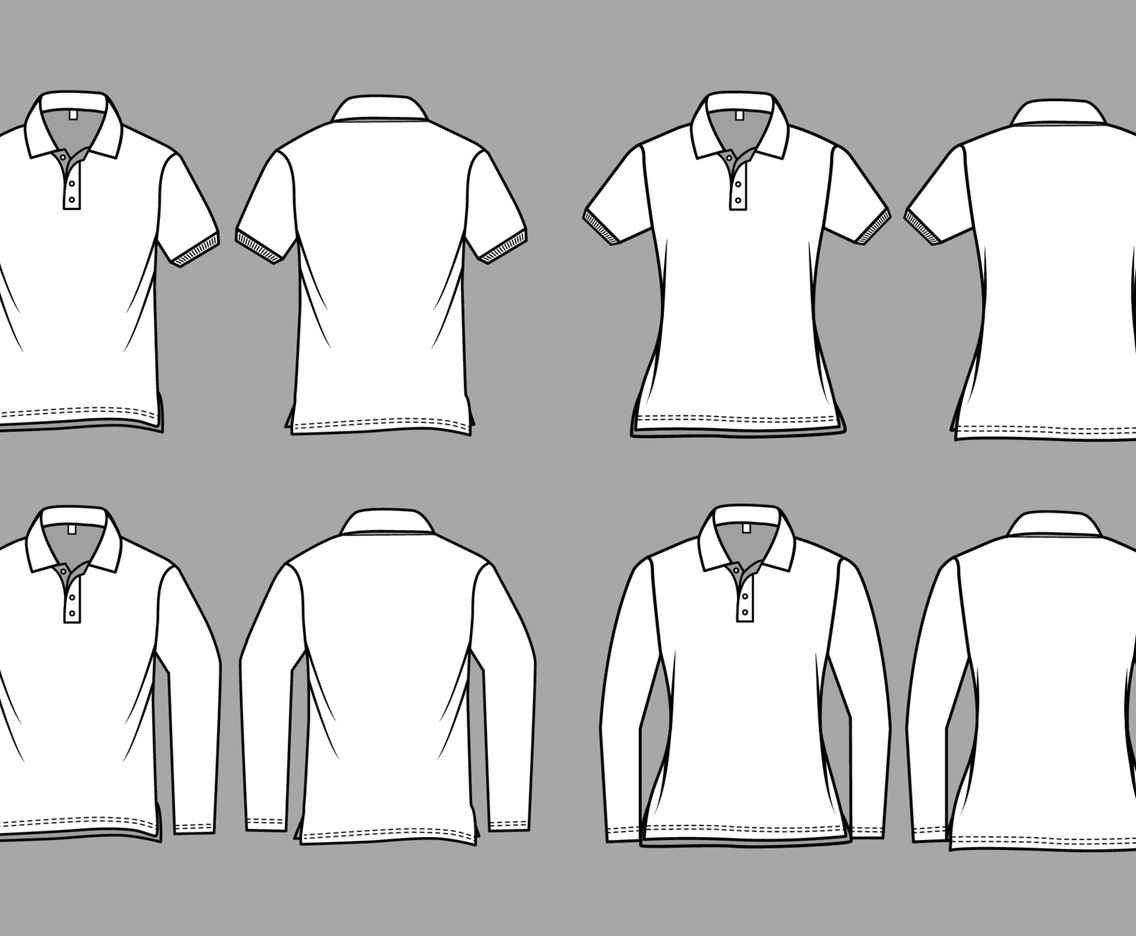 White Polo Shirt Mockup Template with Outline
