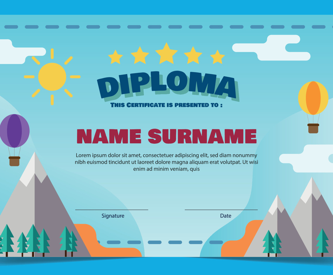 Nature Themed Children Certificate Template