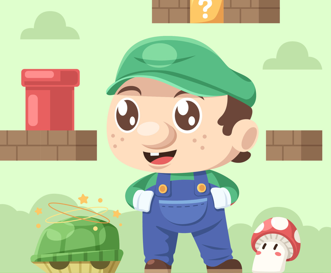 Plumber with Mushroom and Turtle