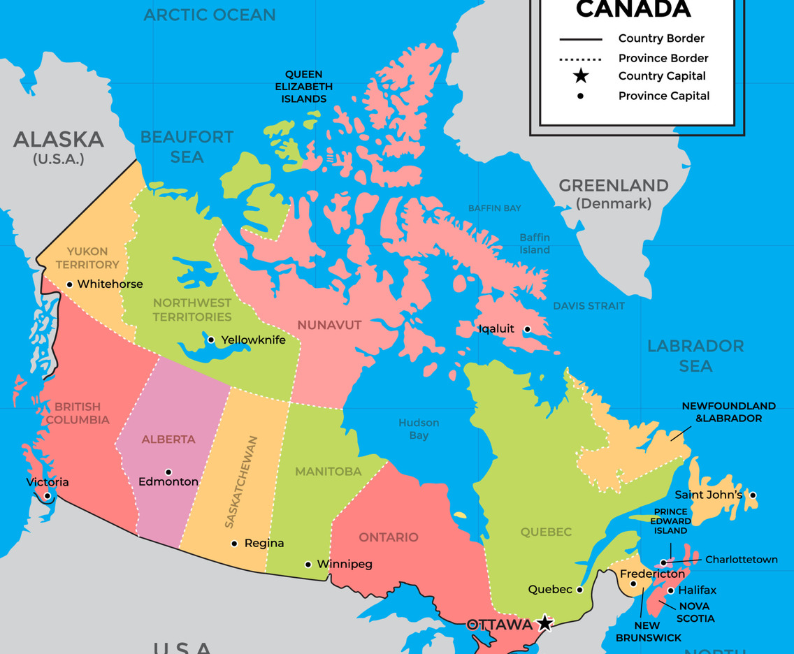 Detailed Canada Map with Province