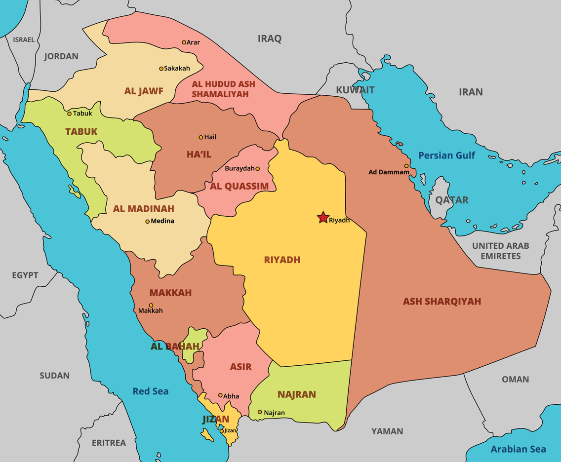 Country Map of Saudi Arabia