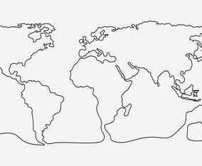 World Map In One Line Art Concept Vector Art & Graphics | freevector.com