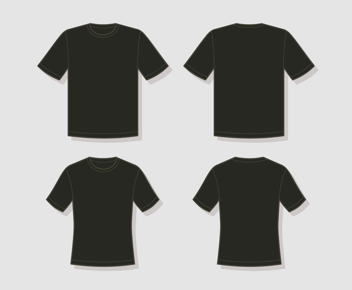 Outline Flat T-Shirt Mockup  for Male and Female