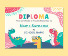 Cute Dinosaurus Pre-School Children Education Certificate
