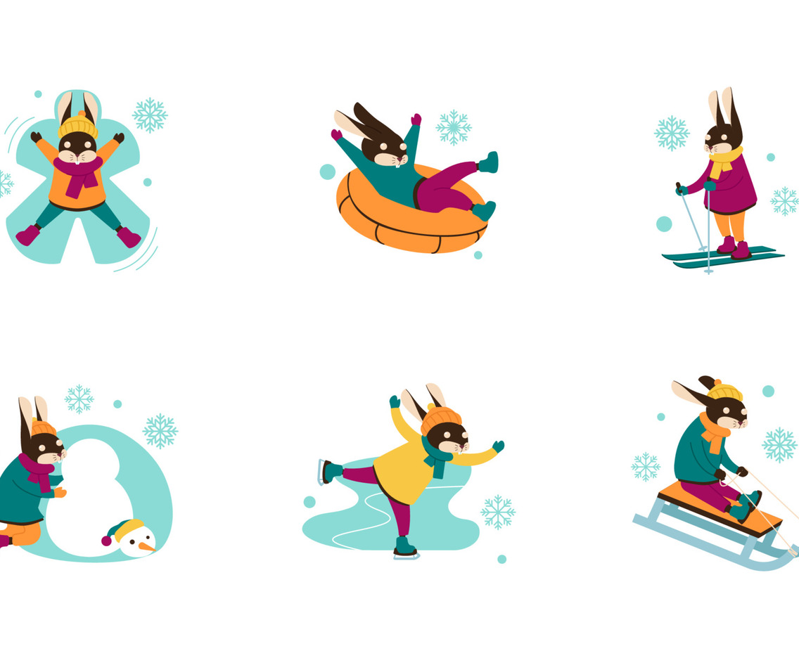 Cute Rabbit in Winter Activity Stickers