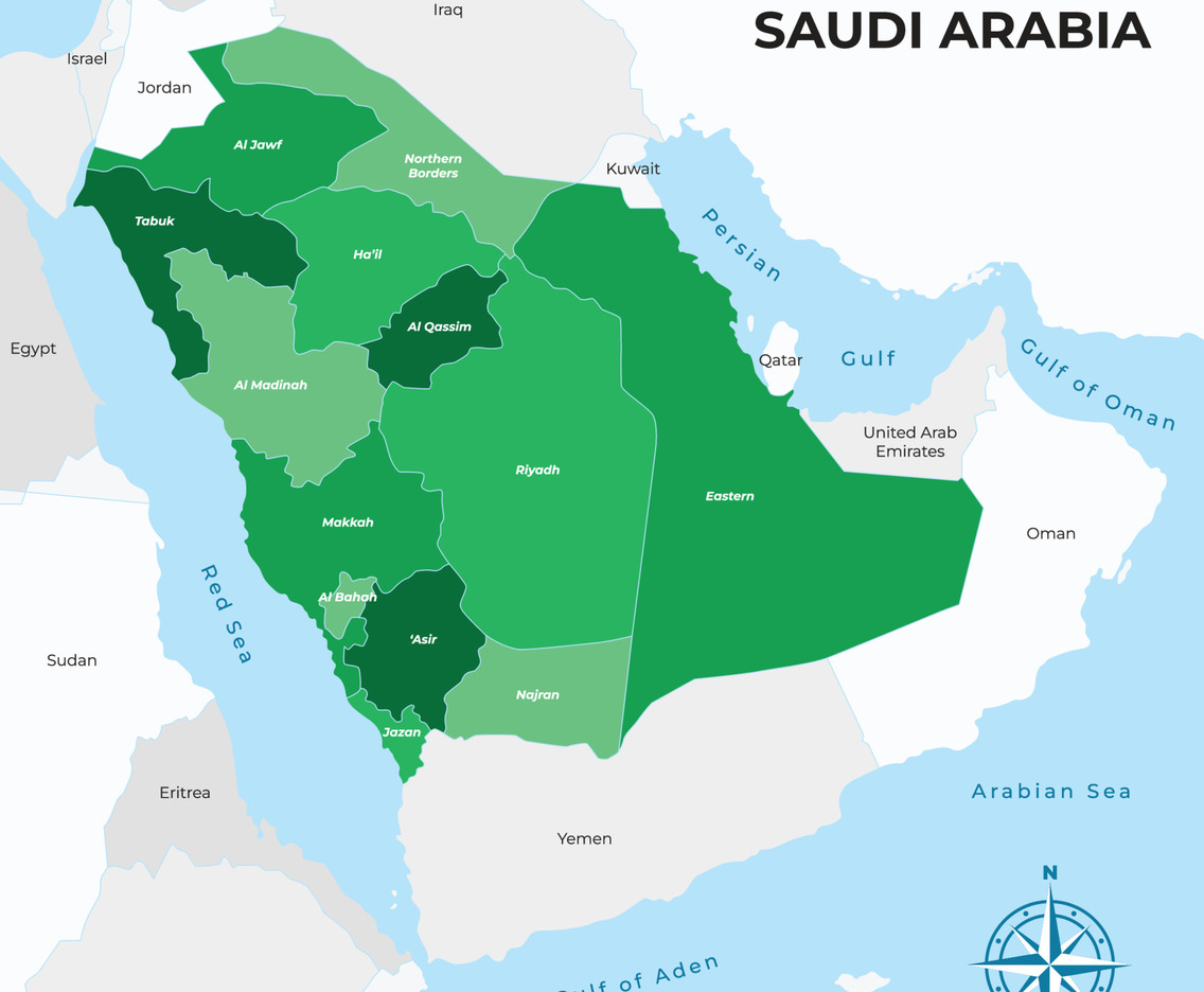 Map of Saudi Arabia Vector