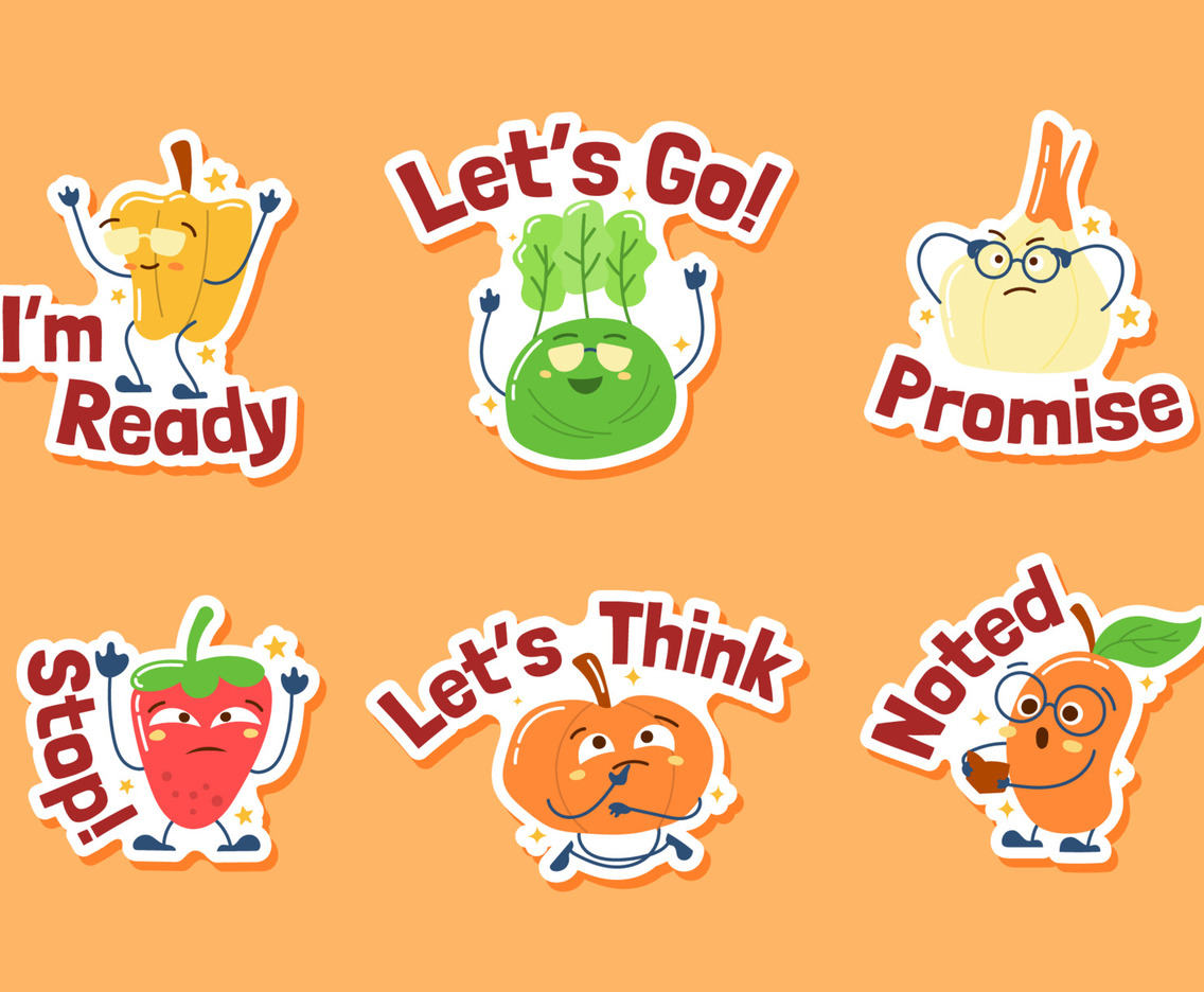 Fruits Character of Chat Sticker Set