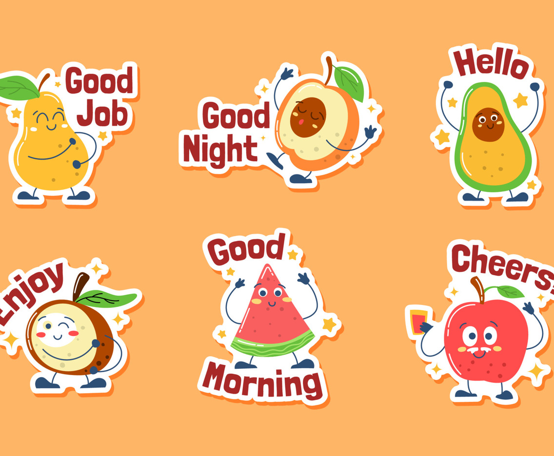 Fruits Character Set of Greeting Stickers