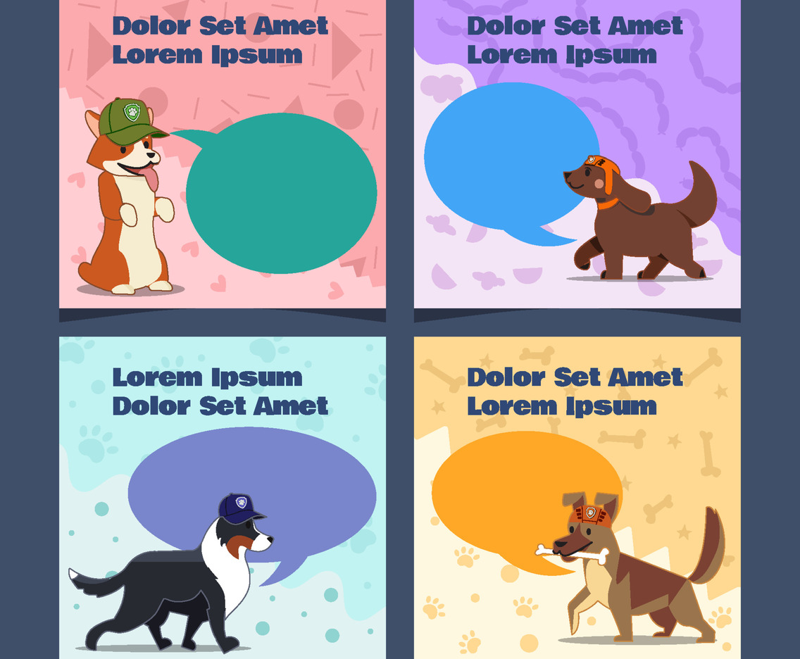 Colorful Social Media Dog with Uniform Template