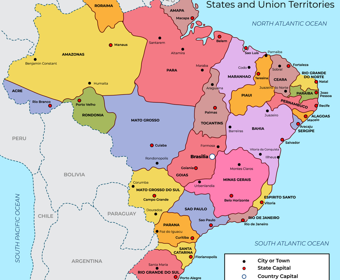 Detailed Map of Brazil